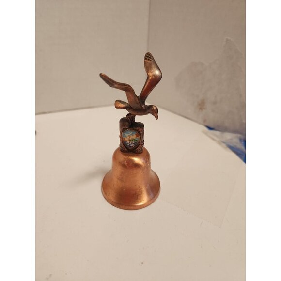Vintage Seaside, Oregon Copper Bell Souvenir, Seagull Finial - Picture 1 of 4